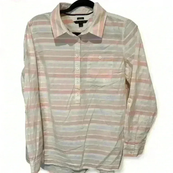 Tommy Hilfiger Women's Pink Striped Boyfriend Fit Shirt Size Large - Picture 1 of 7